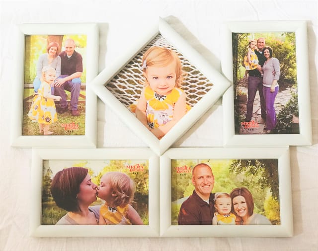 Photo Frame | Plastic 5 Pictures Wall Décor Collage Photo Frame | Multiple Pictures in Single Frame