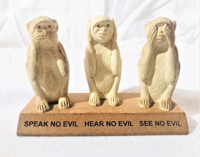 Mahatma Gandhi 3 Monkey Set Idol Sculpture Handicraft Decorative Showpiece for Office & Home Decor, Corporate Gift