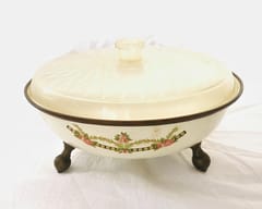 Antique Plastic Casserole with Wooden Legs | Multipurpose Usage Product for Home, Hotel, Reasturant